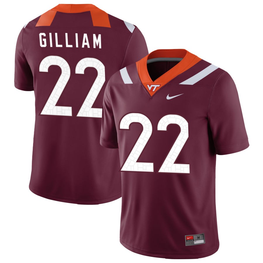 Kelvin Gilliam Men's Nike Maroon Virginia Tech Hokies Pick-A-Player NIL Replica Football Jersey