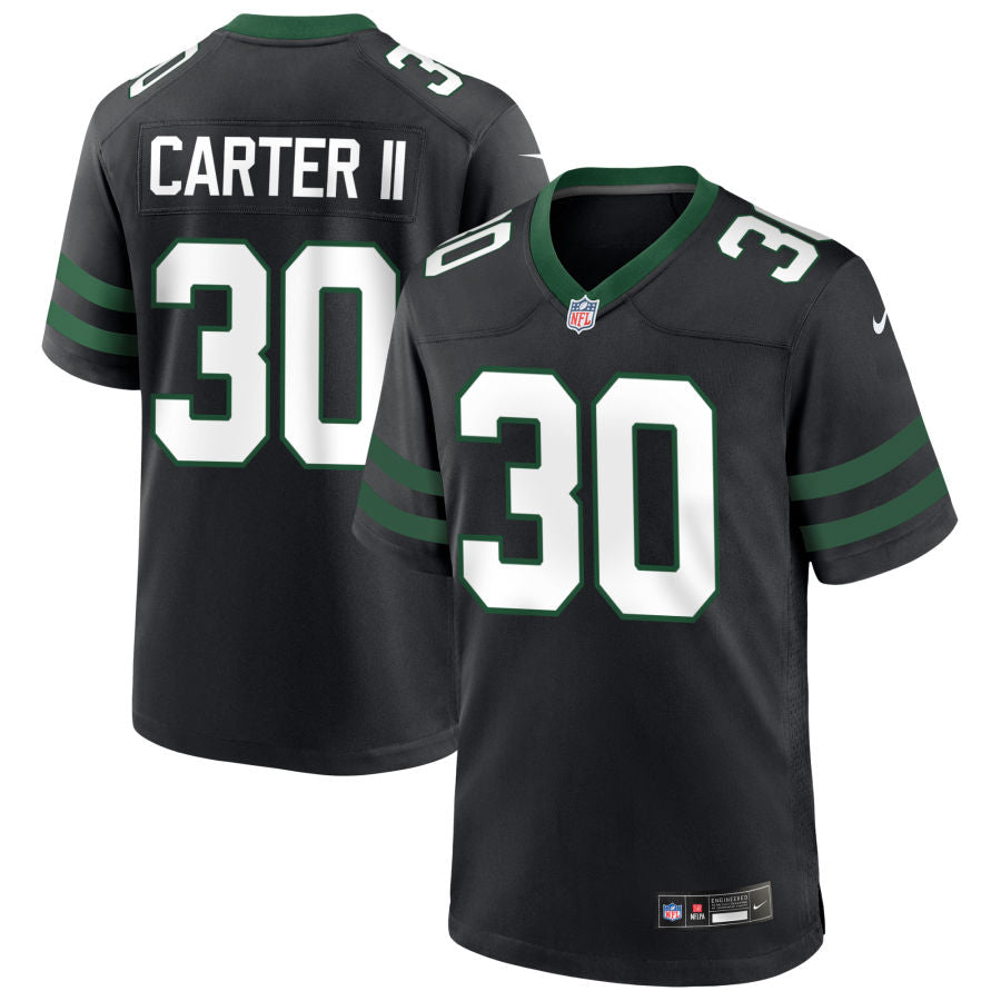 Michael Carter II Men's Nike  Legacy Black New York Jets Alternate Custom Game Jersey