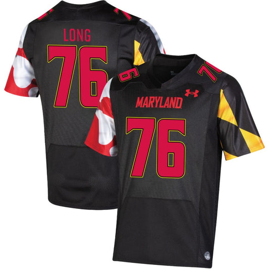 Kyle Long Men's Under Armour Black Maryland Terrapins Pick-A-Player NIL Replica Football Jersey