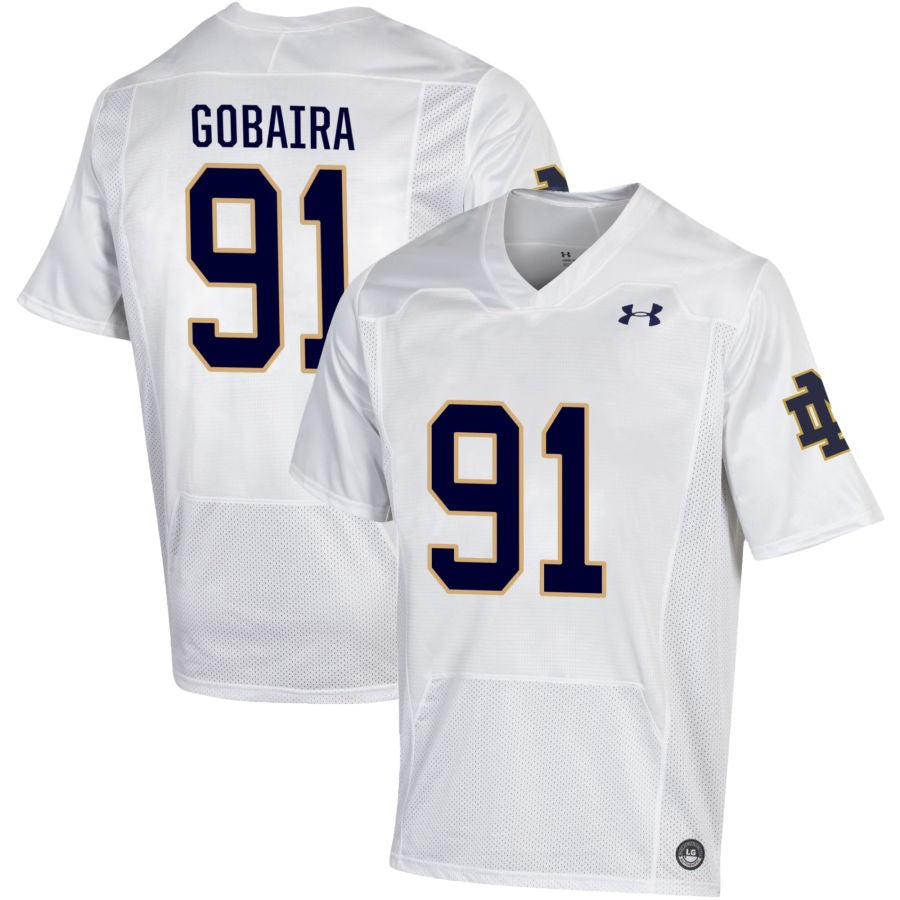 Aiden Gobaira Men's Under Armour White Notre Dame Fighting Irish Pick-A-Player NIL Replica Football Jersey