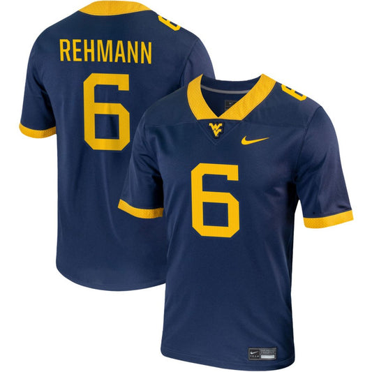 Brandon Rehmann Men's Nike Navy West Virginia Mountaineers Pick-A-Player NIL Replica Football Jersey