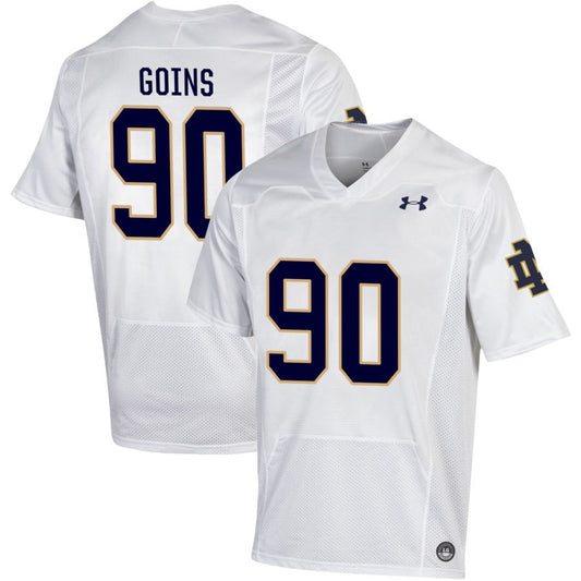 Eric Goins Men's Under Armour White Notre Dame Fighting Irish Pick-A-Player NIL Replica Football Jersey