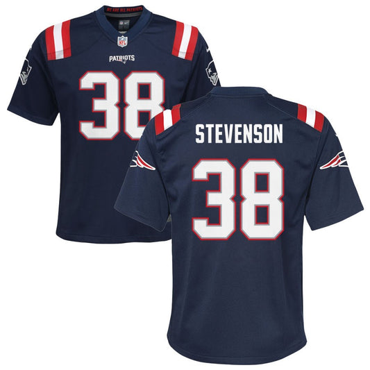 Rhamondre Stevenson Youth Nike Navy New England Patriots Custom Game Jersey