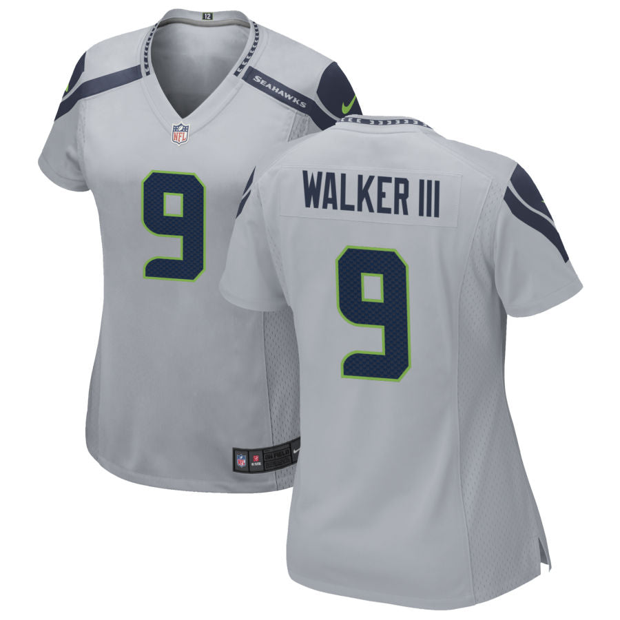 Kenneth Walker III Women's Nike Gray Seattle Seahawks Alternate Custom Game Jersey