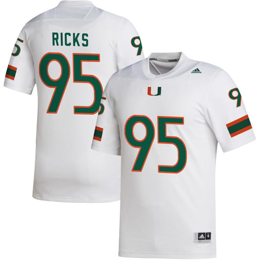 Cooper Ricks Men's adidas White Miami Hurricanes Pick-A-Player NIL Replica Football Jersey