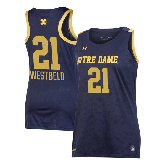 Maddy Westbeld Women's Under Armour Navy Notre Dame Fighting Irish Pick-A-Player NIL Women's Basketball Jersey