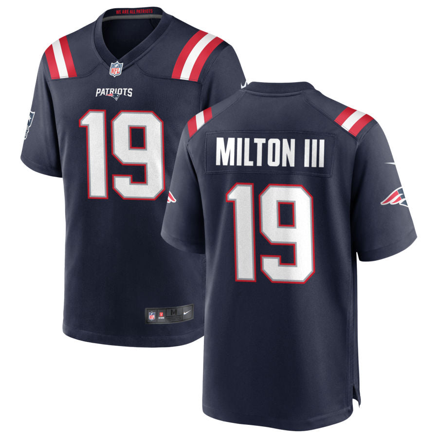 Joe Milton III Men's Nike New England Patriots Navy Custom Game Jersey