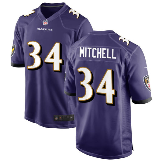 Keaton Mitchell Men's Nike Purple Baltimore Ravens Custom Game Jersey