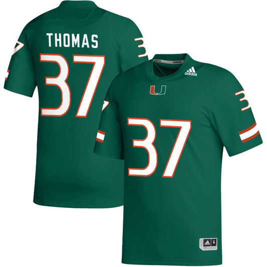 Isaiah Thomas Men's adidas Green Miami Hurricanes Pick-A-Player NIL Replica Football Jersey