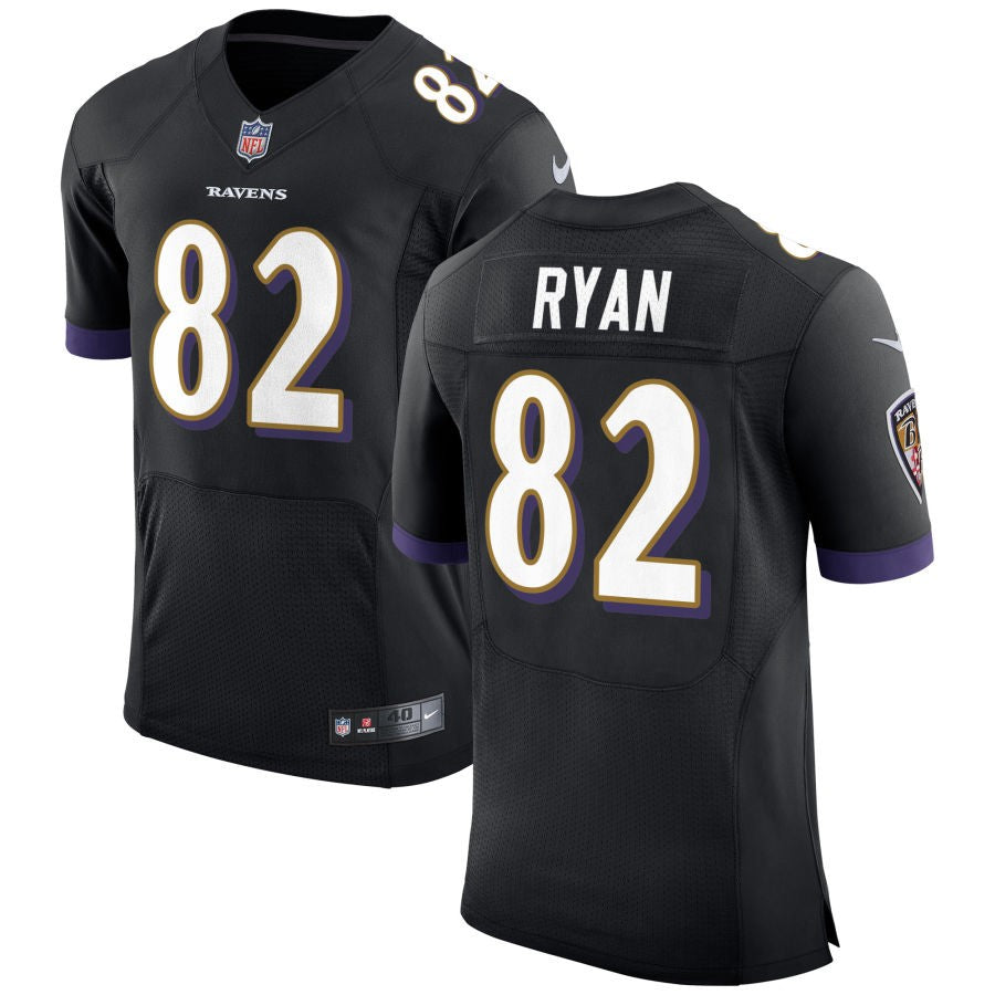 Sean Ryan Men's Nike Black Baltimore Ravens Speed Machine Elite Custom Jersey