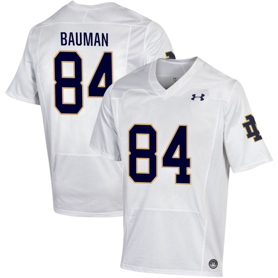 Kevin Bauman Men's Under Armour White Notre Dame Fighting Irish Pick-A-Player NIL Replica Football Jersey