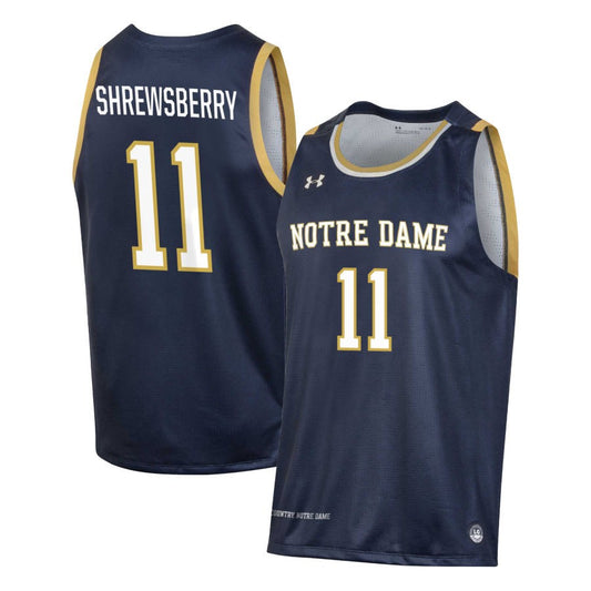 Braeden Shrewsberry Men's Under Armour Navy Notre Dame Fighting Irish Pick-A-Player NIL Men's Basketball Jersey