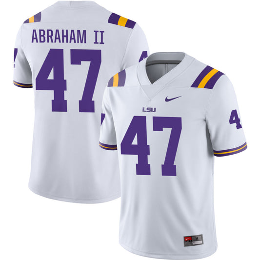 Aristotle Abraham II Men's Nike White LSU Tigers Pick-A-Player NIL Replica Football Jersey