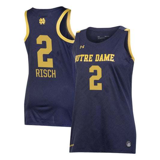 Emma Risch Women's Under Armour Navy Notre Dame Fighting Irish Pick-A-Player NIL Women's Basketball Jersey