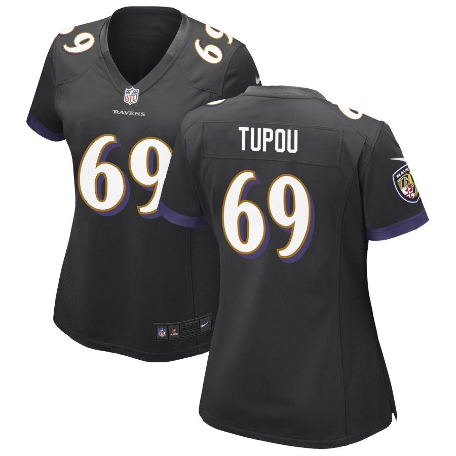 Josh Tupou Women's Nike Black Baltimore Ravens Alternate Custom Game Jersey