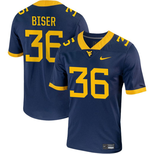 Caden Biser Men's Nike Navy West Virginia Mountaineers Pick-A-Player NIL Replica Football Jersey