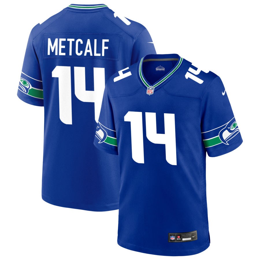 DK Metcalf Men's Nike Royal Seattle Seahawks Throwback Custom Jersey