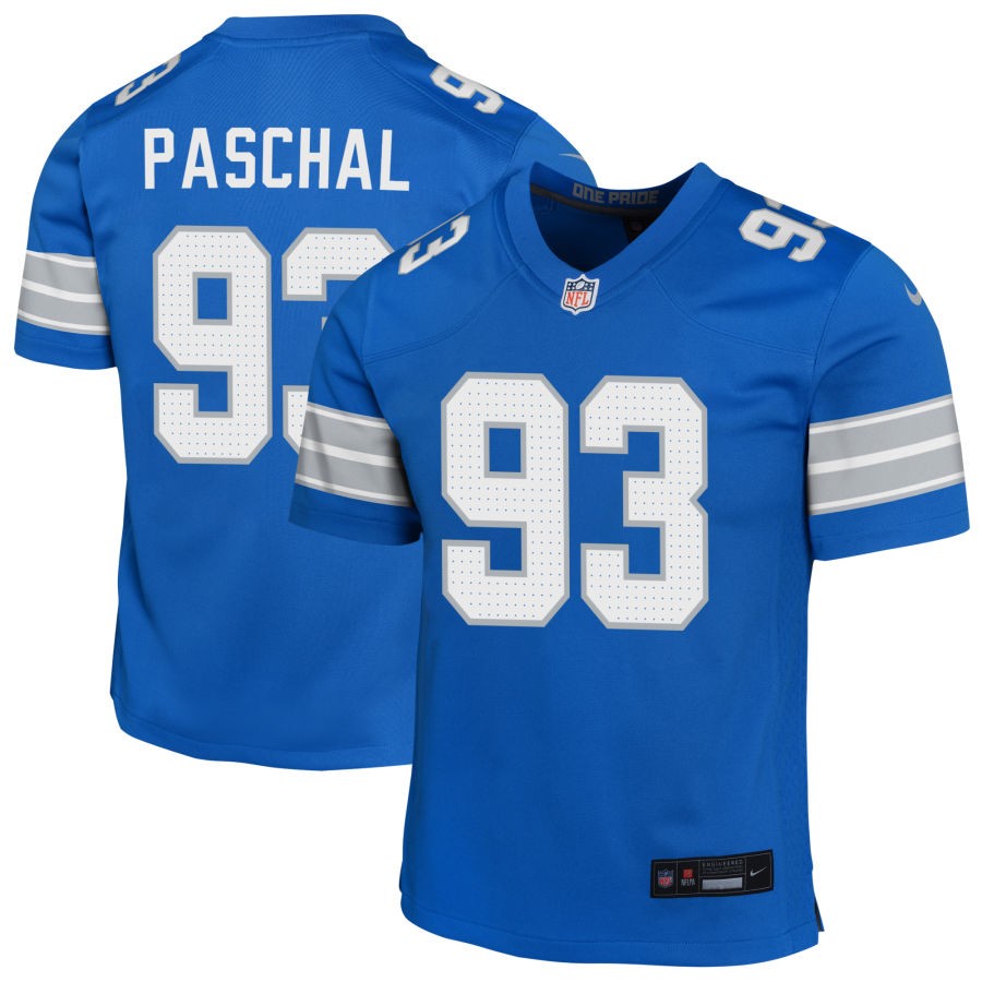 Josh Paschal Youth Nike Blue Detroit Lions Custom Game Jersey