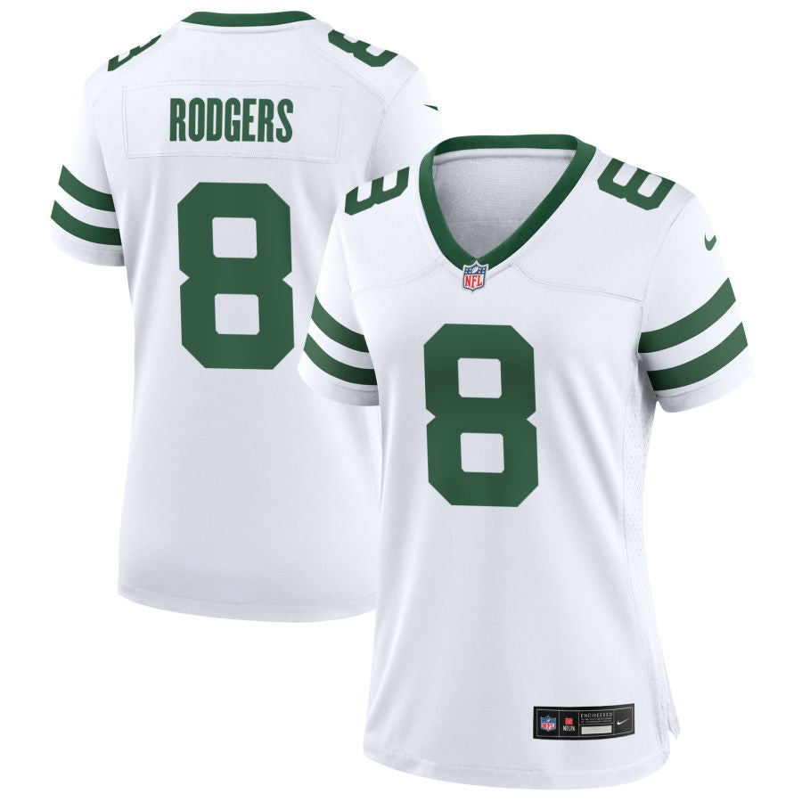 Aaron Rodgers Women's Nike  Legacy White New York Jets Custom Game Jersey