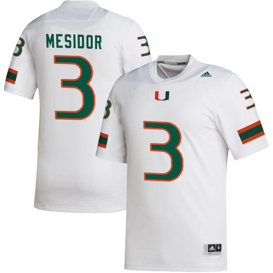 Akheem Mesidor Men's adidas White Miami Hurricanes Pick-A-Player NIL Replica Football Jersey