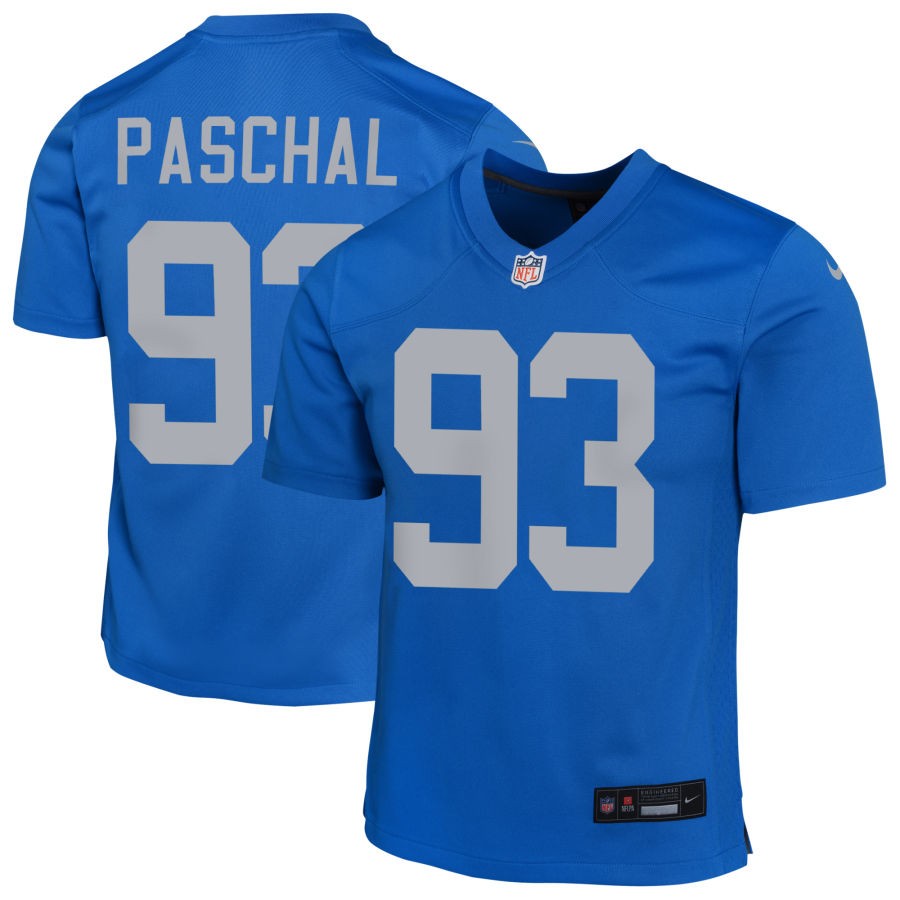 Josh Paschal Youth Nike Blue Detroit Lions Alternate Custom Game Jersey