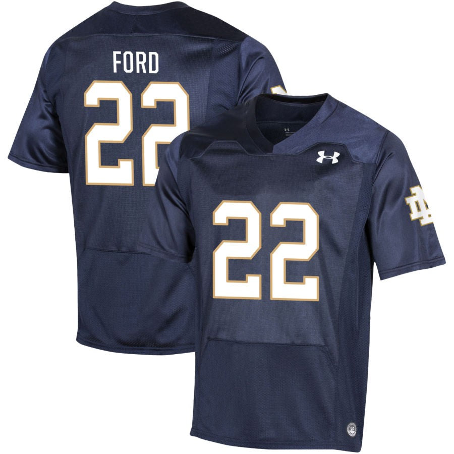 Devyn Ford Men's Under Armour Navy Notre Dame Fighting Irish Pick-A-Player NIL Replica Football Jersey