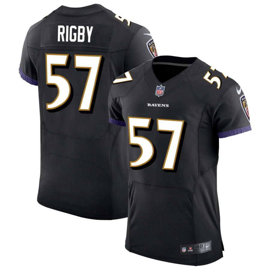 Yvandy Rigby Men's Nike Black Baltimore Ravens Speed Machine Elite Custom Jersey