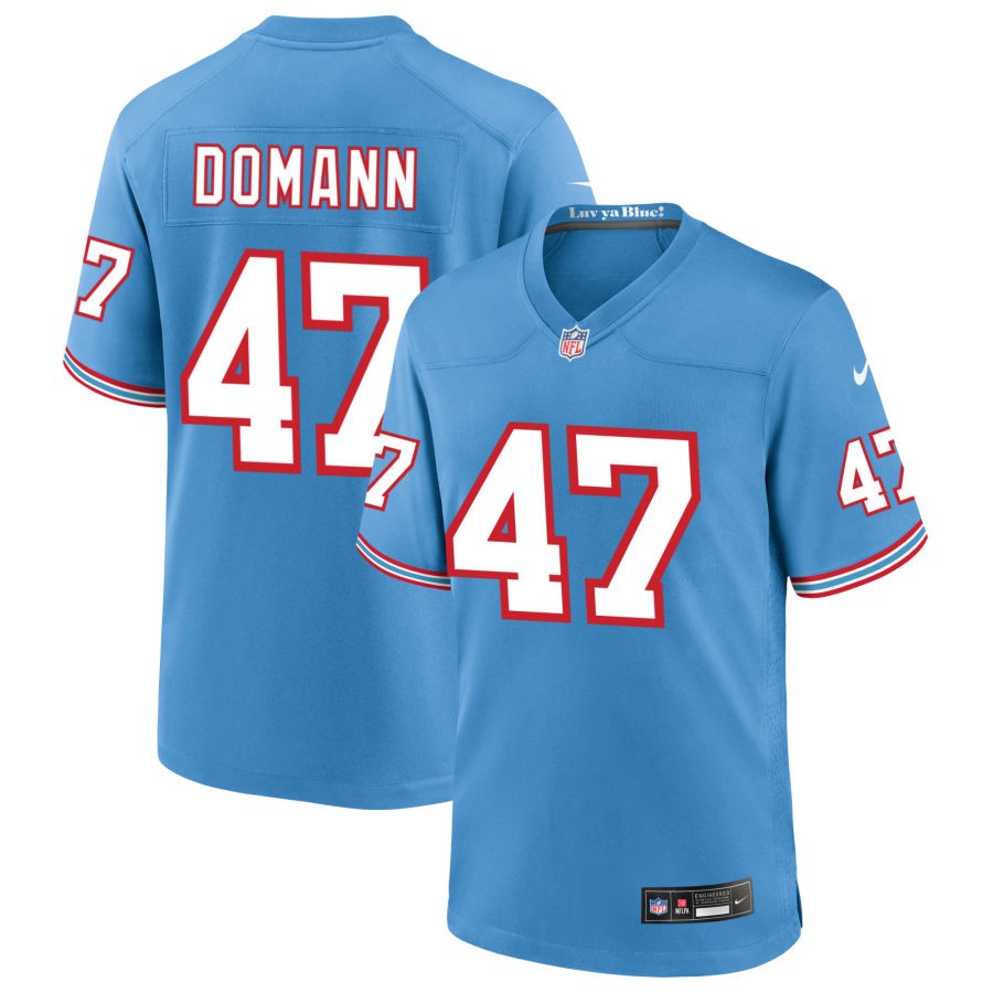 JoJo Domann Men's Nike Light Blue Tennessee Titans Oilers Throwback Custom Game Jersey