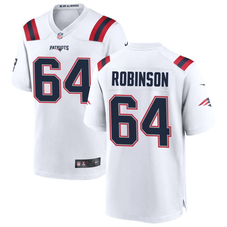 Layden Robinson Men's Nike White New England Patriots Custom Game Jersey