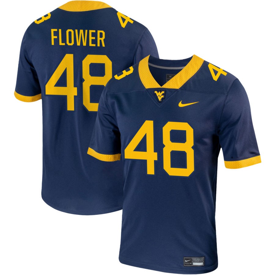 Nate Flower Men's Nike Navy West Virginia Mountaineers Pick-A-Player NIL Replica Football Jersey