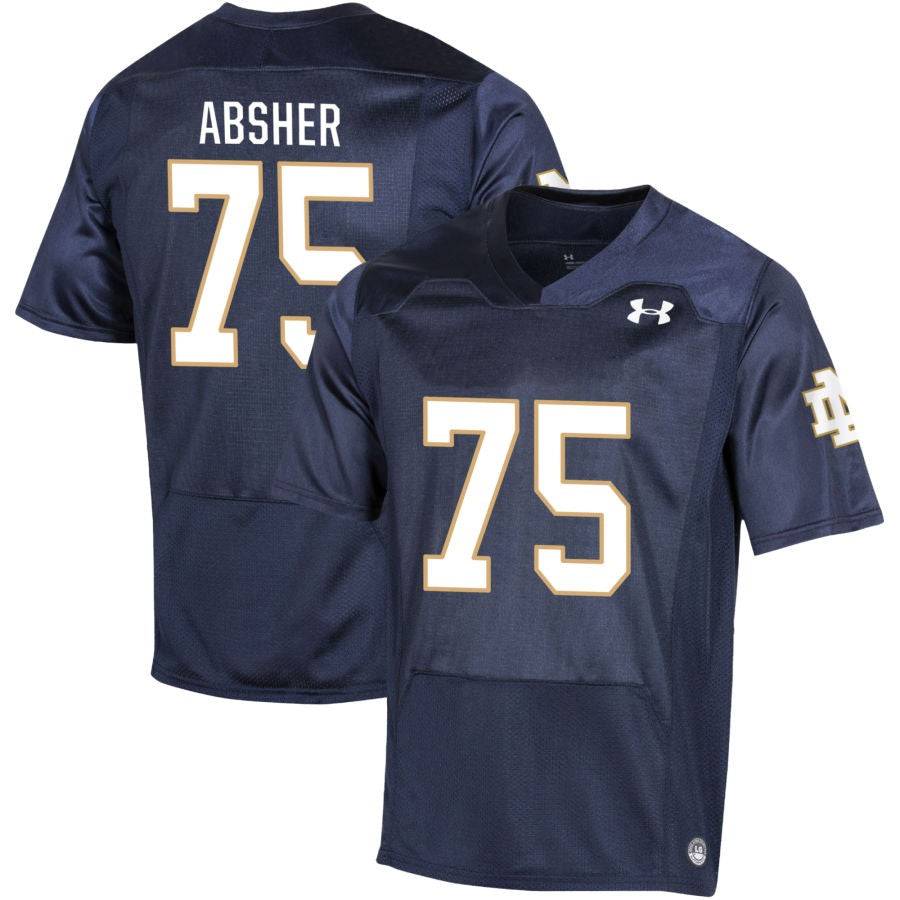 Sullivan Absher Men's Under Armour Navy Notre Dame Fighting Irish Pick-A-Player NIL Replica Football Jersey