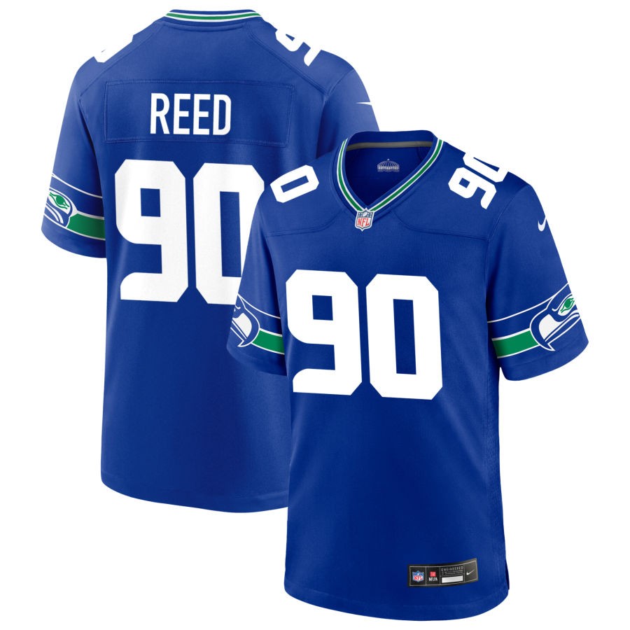 Jarran Reed Men's Nike Royal Seattle Seahawks Throwback Custom Jersey