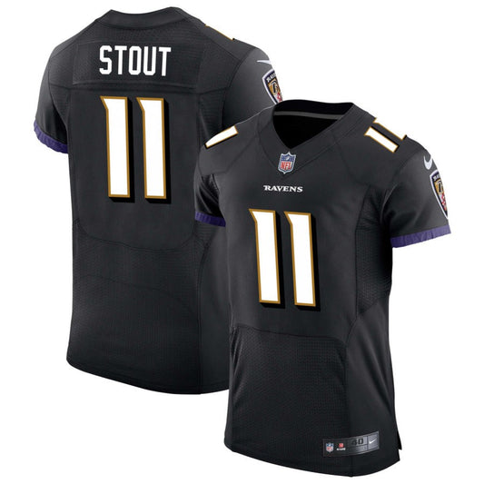 Jordan Stout Men's Nike Black Baltimore Ravens Speed Machine Elite Custom Jersey