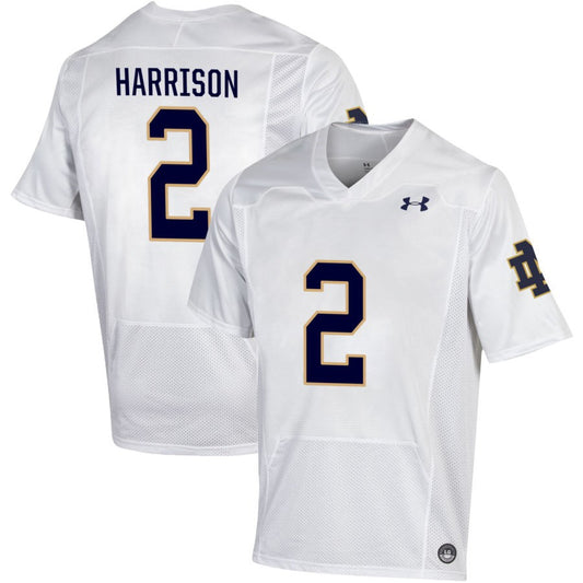 Jayden Harrison Men's Under Armour White Notre Dame Fighting Irish Pick-A-Player NIL Replica Football Jersey