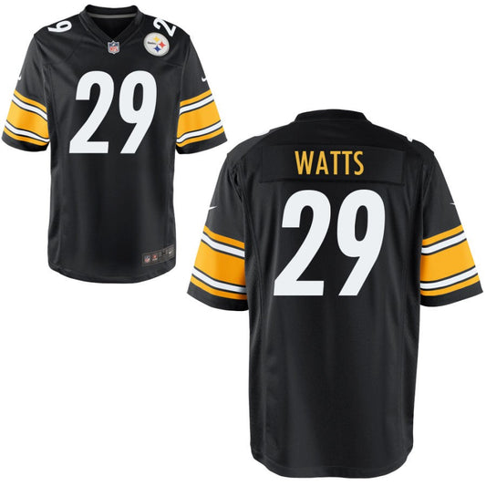 Ryan Watts Youth Nike Black Pittsburgh Steelers Custom Game Jersey