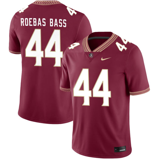 Nick Roebas Bass Men's Nike Garnet Florida State Seminoles 2023 Pick-A-Player NIL Football Game Jersey