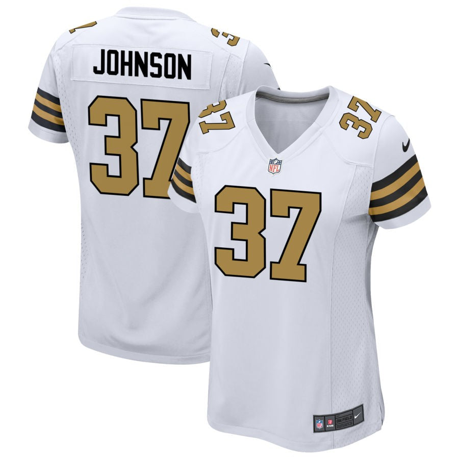 Lawrence Johnson Women's Nike  White New Orleans Saints Alternate Custom Game Jersey