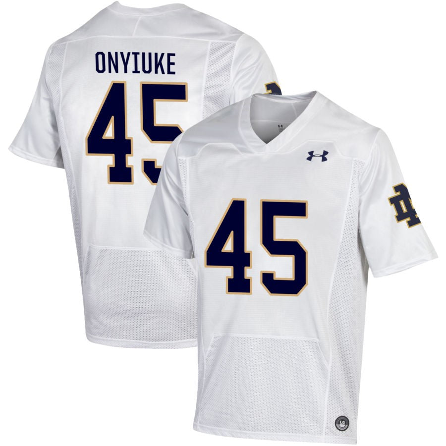 Kobi Onyiuke Men's Under Armour White Notre Dame Fighting Irish Pick-A-Player NIL Replica Football Jersey