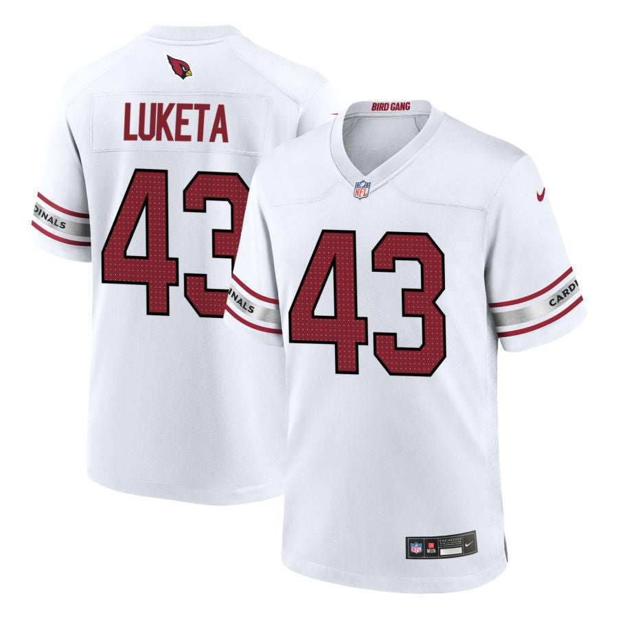 Jesse Luketa Men's Nike White Arizona Cardinals Custom Game Jersey