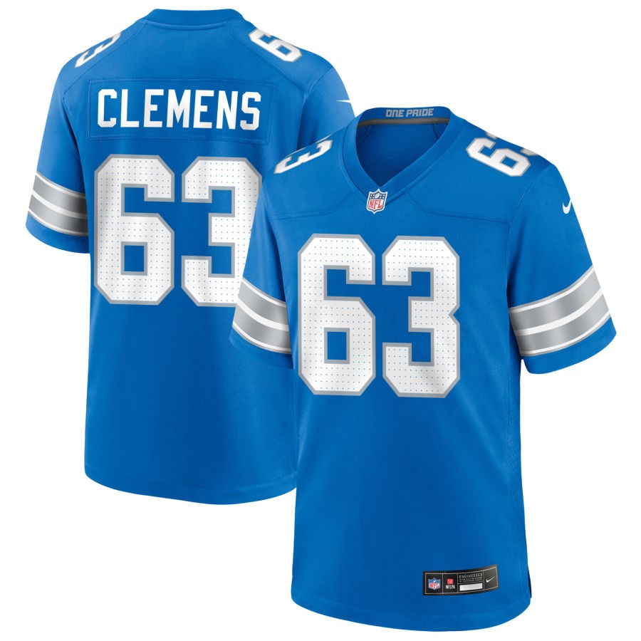 Duke Clemens Men's Nike  Blue Detroit Lions Custom Game Jersey