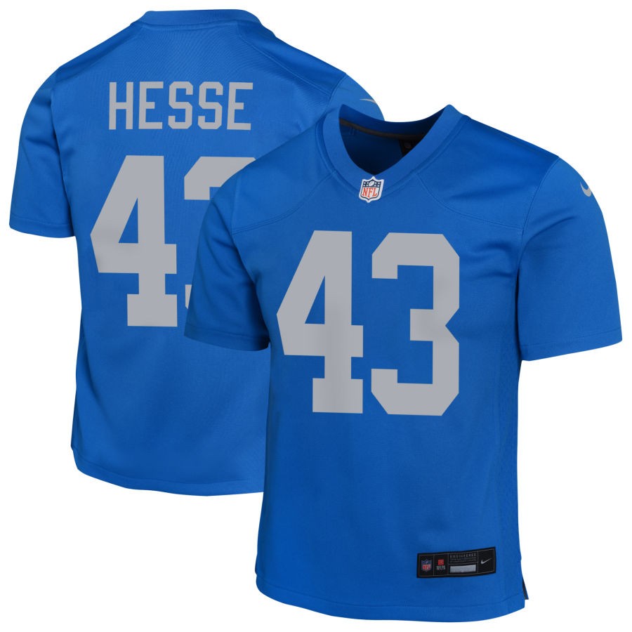 Parker Hesse Youth Nike Blue Detroit Lions Alternate Custom Game Jersey