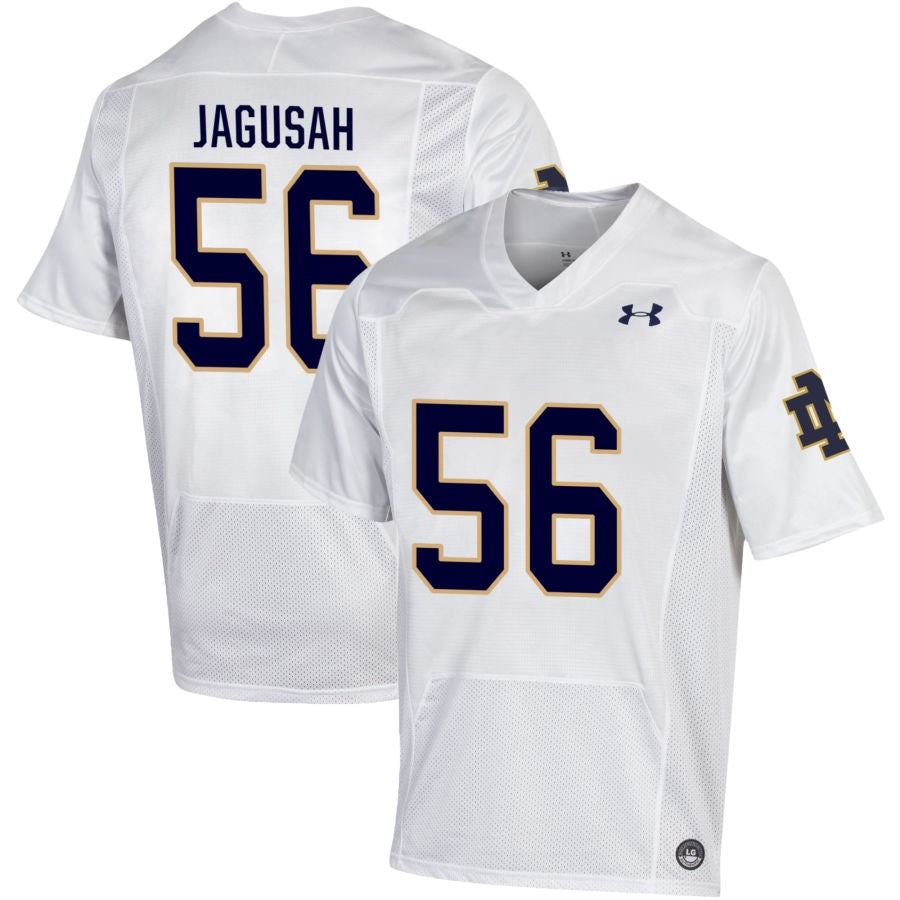 Charles Jagusah Men's Under Armour White Notre Dame Fighting Irish Pick-A-Player NIL Replica Football Jersey