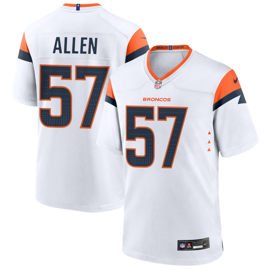 Jaylon Allen Men's Nike  White Denver Broncos Custom Game Jersey