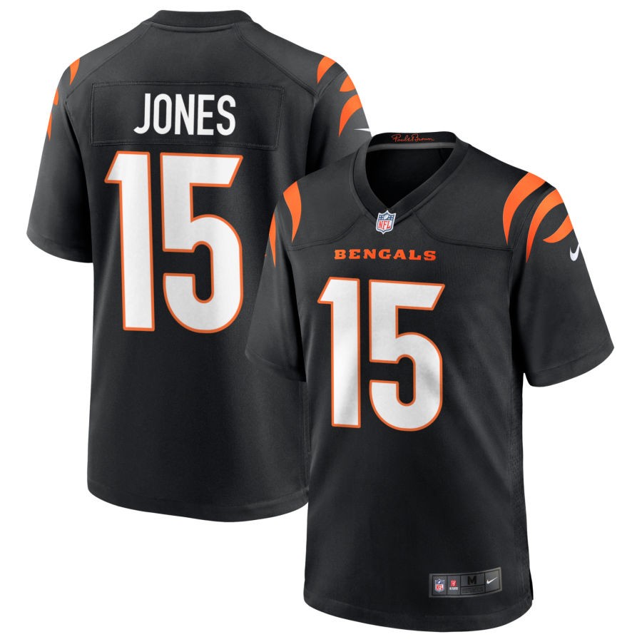 Charlie Jones Youth Nike Black Cincinnati Bengals Logo Game Custom Jersey