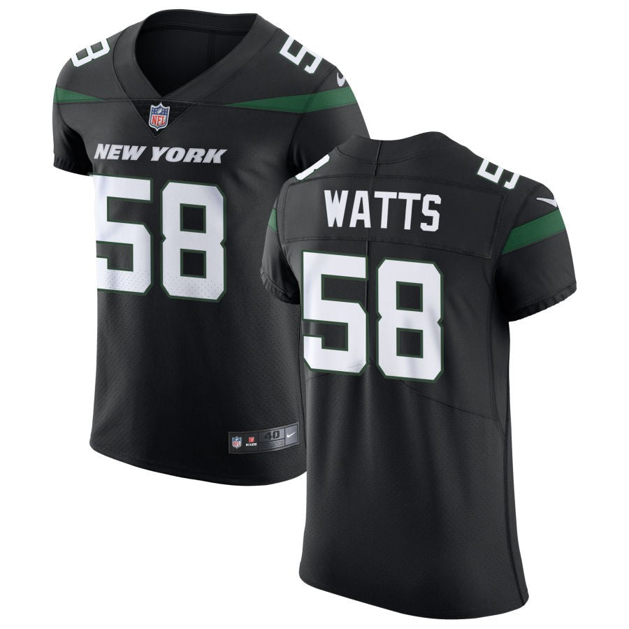 Eric Watts Men's Nike Stealth Black New York Jets Vapor Untouchable Elite Custom Jersey