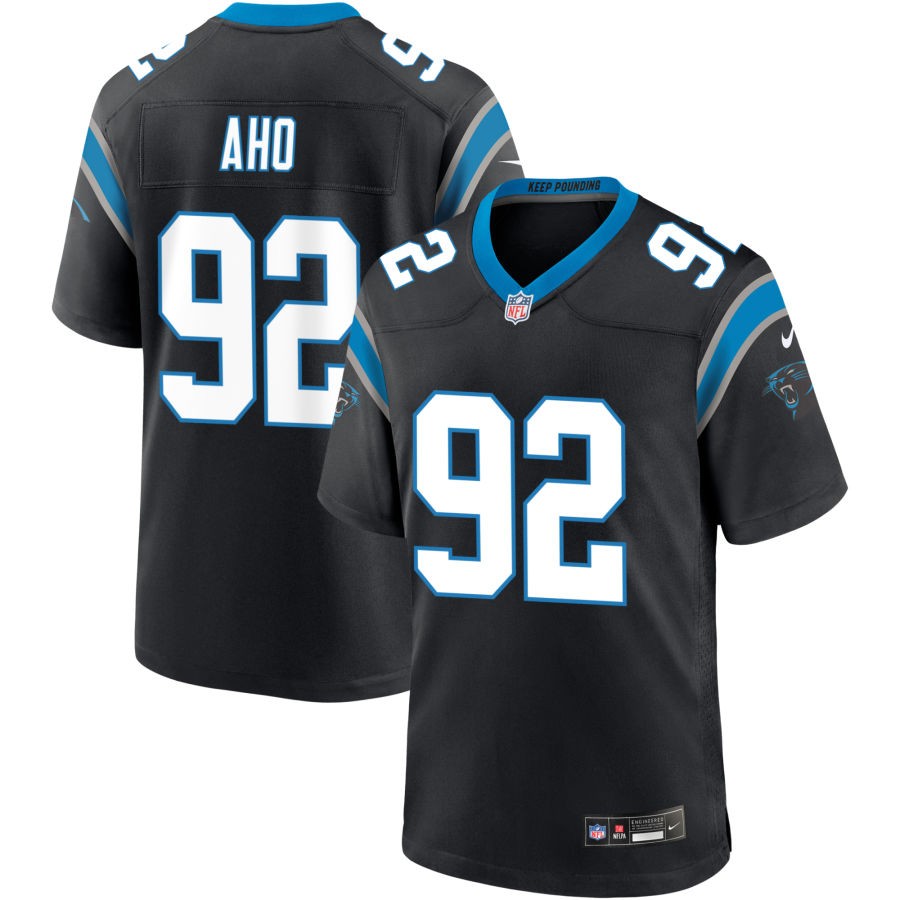 Junior Aho Men's Nike Black Carolina Panthers Custom Game Jersey