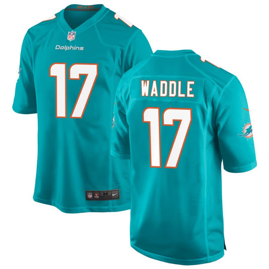 Jaylen Waddle Men's Nike Aqua Miami Dolphins Custom Game Jersey