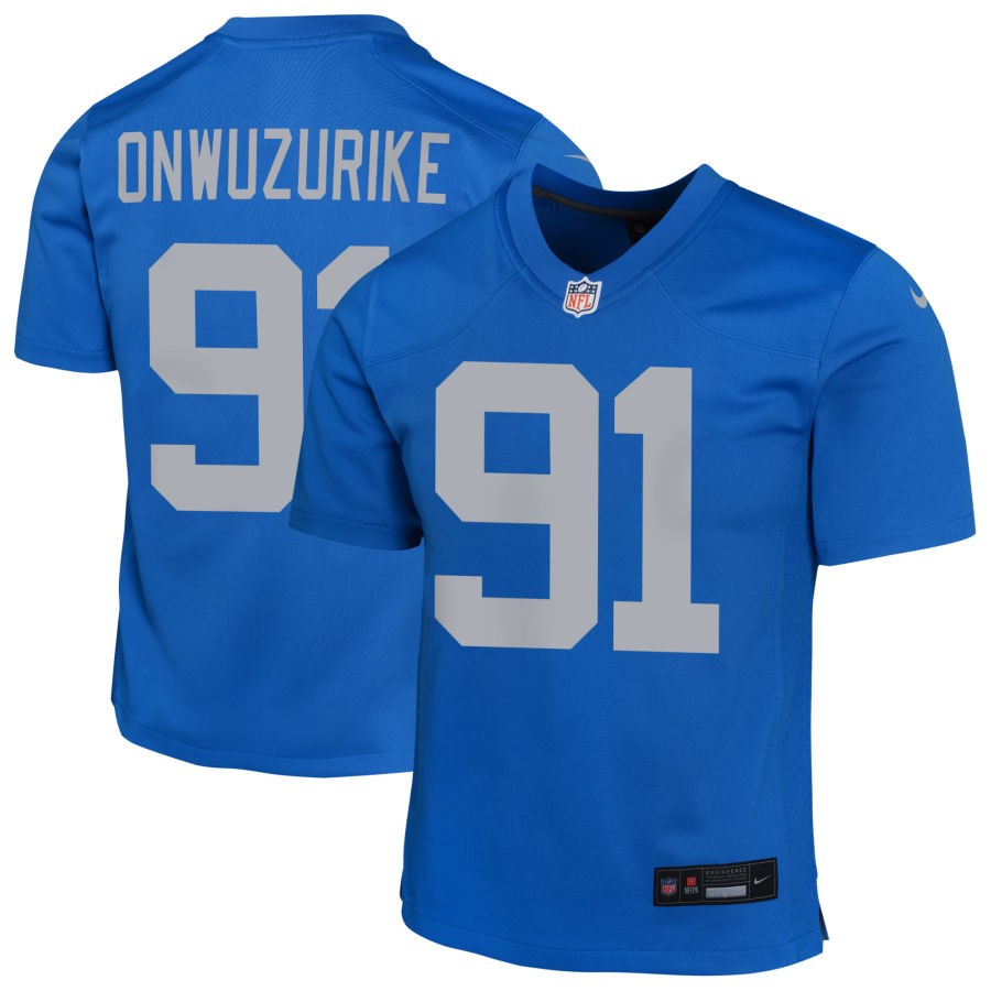 Levi Onwuzurike Youth Nike Blue Detroit Lions Alternate Custom Game Jersey