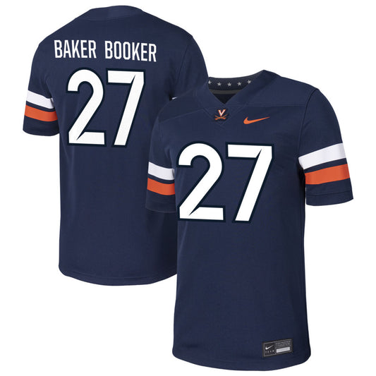 Trent Baker Booker Men's Nike  Navy Virginia Cavaliers Pick-A-Player NIL Football Game Jersey