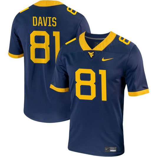 Treylan Davis Men's Nike Navy West Virginia Mountaineers Pick-A-Player NIL Replica Football Jersey